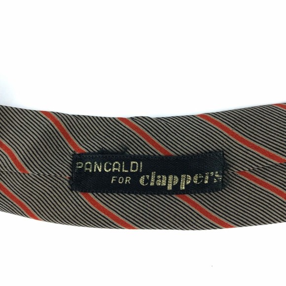 Vitaliano Pancaldi Tie Men's Red Black Beige Striped Elegant Classic "W" Necktie - Picture 7 of 10